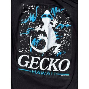 1998 Gecko Hawaii y2k surf wear Medium casual black Blue happy shirt